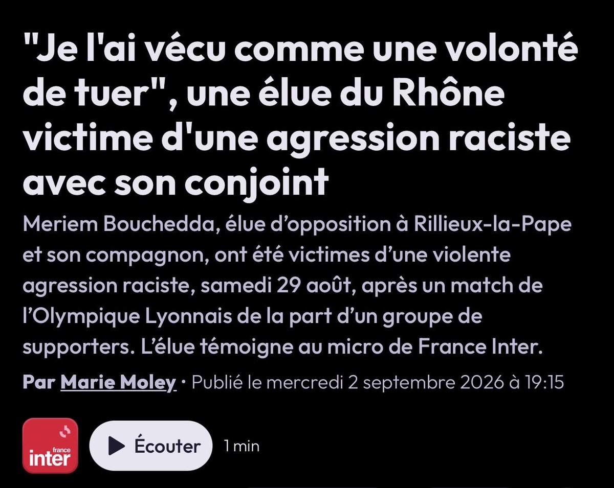 DamienRieu's tweet photo. Encore une fausse agression « raciste » qui se dégonfle : une élue LFI et son mari avaient pleurniché dans les médias à propos d’un soi-disant lynchage raciste. 
👉 On apprend aujourd’hui que les deux agresseurs sont également algériens… et que c’est le mari qui aurait commencé.
Quel média va publier un démenti ?