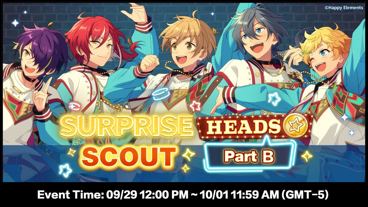 enstarsmusic_EN's tweet photo. ✨Revival! SURPRISE SCOUT: HEADS (Part A, B, and C) will start soon!

This Scout is exclusive to units in SURPRISE SCOUT: HEADS. At least 2 cards in SURPRISE SCOUT: HEADS (Part A, B, and C) are guaranteed in one 10-Scout.

Stay tuned for more information about the Revival! SURPRISE SCOUT