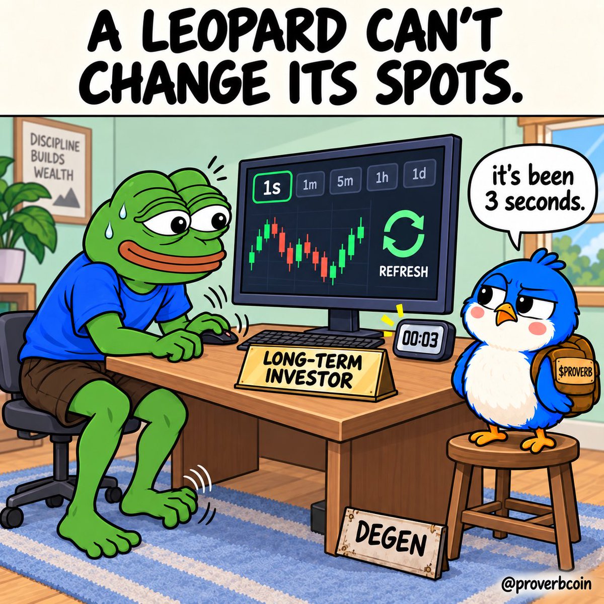 ProverbCoin's tweet photo. new title.
same degen. 🐸

$PROVERB #memecoin #Robinhood https://t.co/pZL9pFRswN