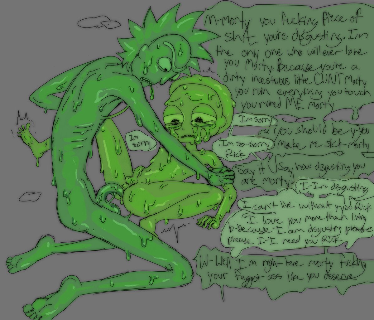 lazeekz's tweet photo. I got a little carried away, I think about their dialogue in that scene constantly 
Cw degrading pillow talk
#rickorty #toxicrickorty https://t.co/Mom7wkLHIF