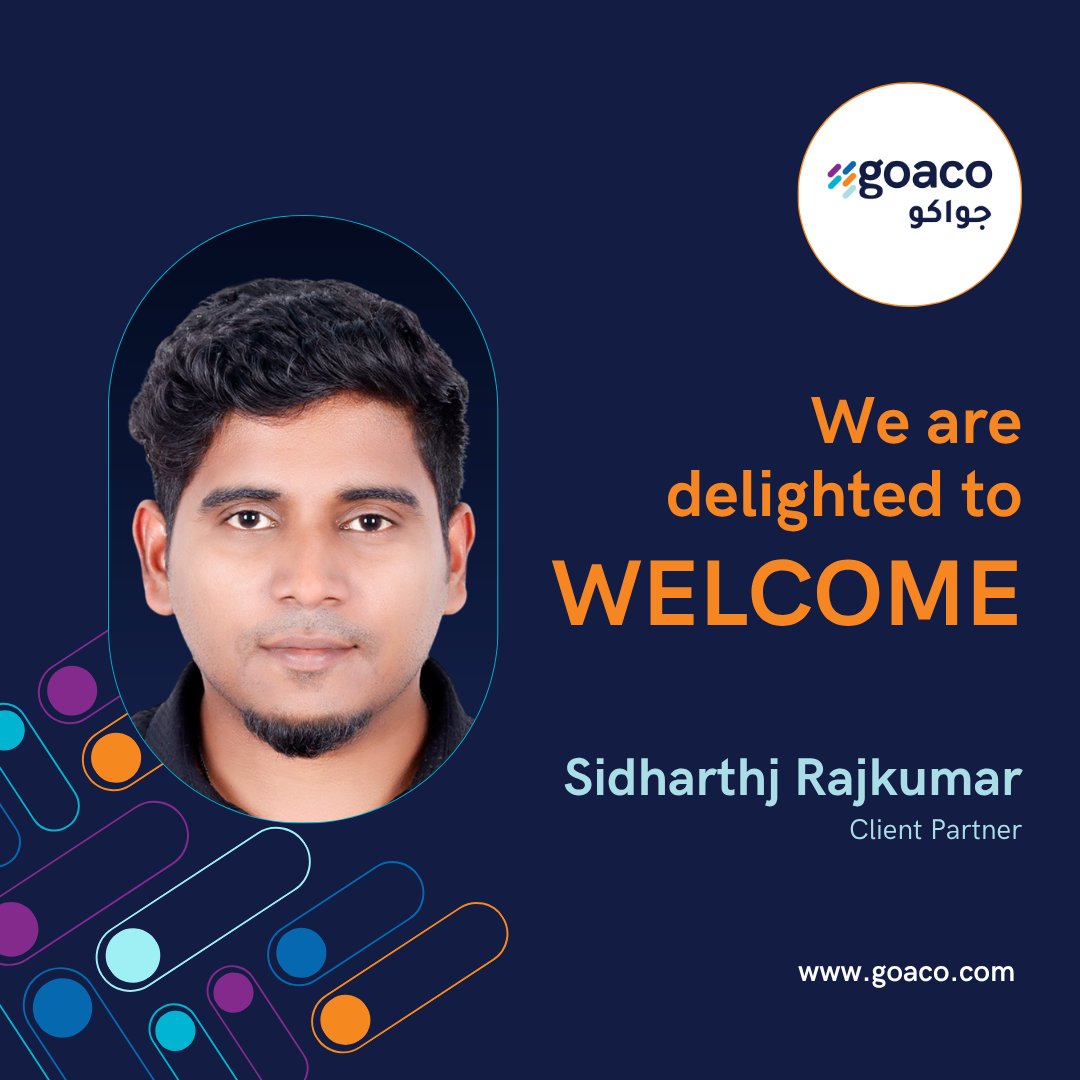 goacomiddleeast's tweet photo. We are thrilled to welcome Sidharth Rajkumar to the team as our new Client Partner at Goaco Middle East! 🚀

Please join us in giving Sidharth a warm welcome! 

#GoacoMiddleEast #ClientPartner https://t.co/PKAhMCYSDx