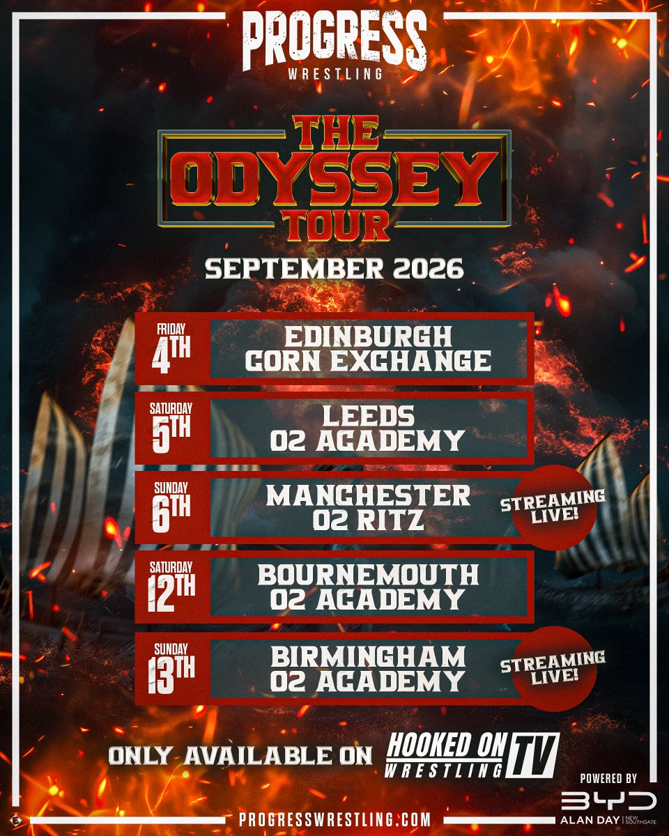 HOWrestlingUK's tweet photo. ⛵ Only on Hooked On Wrestling ⛵
We are celebrating The Odyssey Tour by @ThisIs_Progress with a special promotion 🎉
⚠️ Use code 𝐎𝐃𝐘𝐒𝐒𝐄𝐘𝟐𝟔 for 26% off a yearly subscription (equivalent of £6.16 a month!) ⚠️
Watch here;
https://t.co/3DHUnhg6Bt
#ProgressWrestling https://t.co/zT3y75k5gG