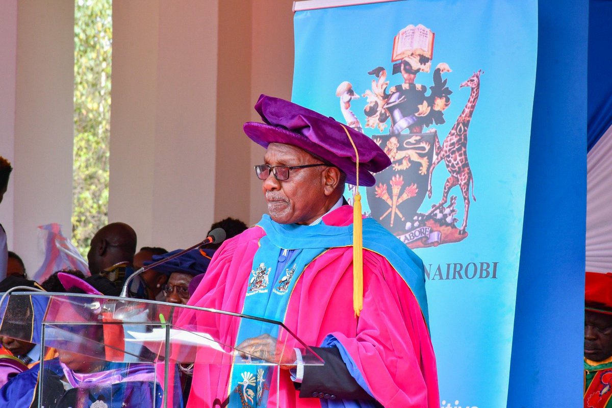ashydona's tweet photo. "You leave this University carrying its name, carry it as a mark of excellence wherever you go. Whatever task is placed before you, in whatever office, do it with your whole heart." Prof. Chacha Nyaigoti, Chair of Council @uonbi 
#Uon75thgraduation
#SiniUON
#WeareUON
#Classof2026 https://t.co/MTg3vjoysE