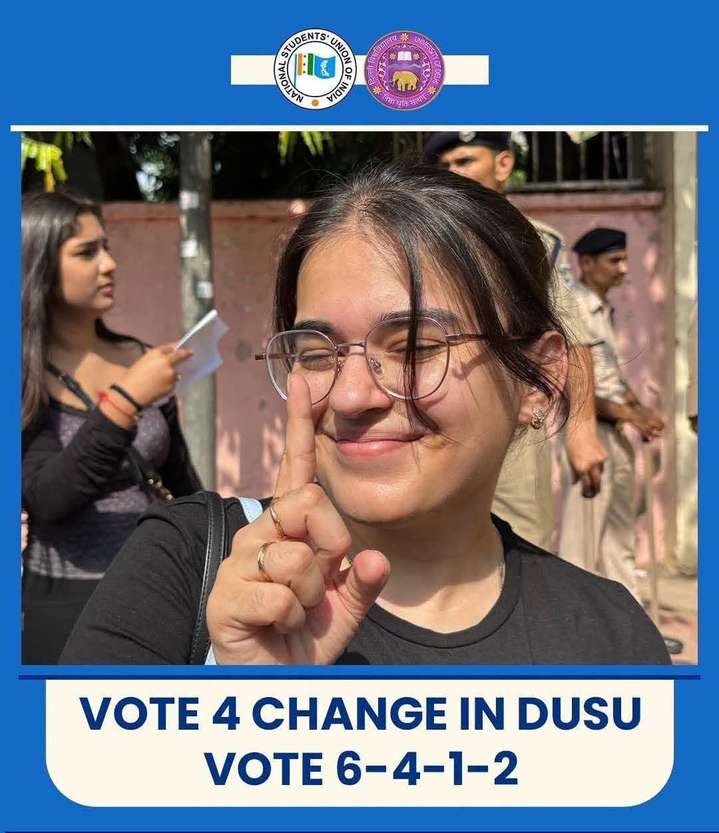 bhavankesh's tweet photo. Vote 4 Change in DUSU.
Vote 6-4-1-2. ✊🏻🗳️
#Nsui
@VinodJakharIN https://t.co/N3w0mkKOSk