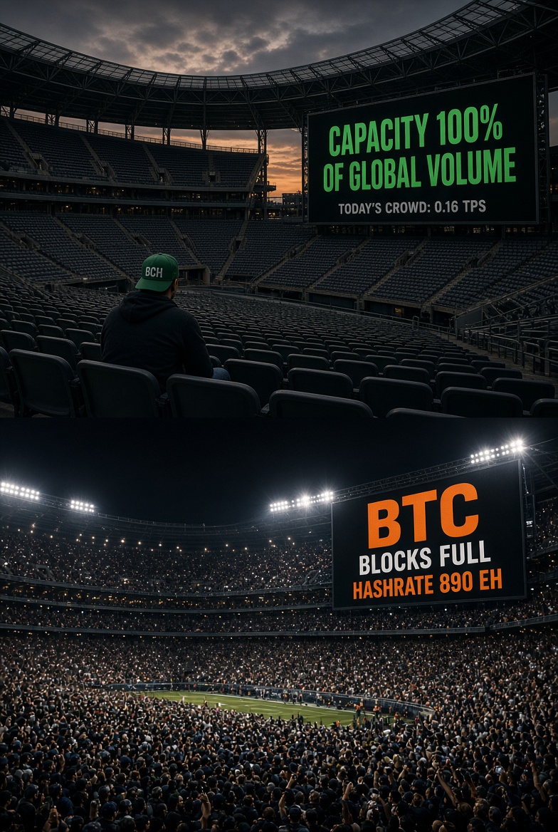 LukFromMo0n's tweet photo. Top: room for the whole world.
Bottom: the world already showed up. #Bitcoin #Bch #bip110 #fork #shitcoin #money #Stadium https://t.co/y3dY0BerQm