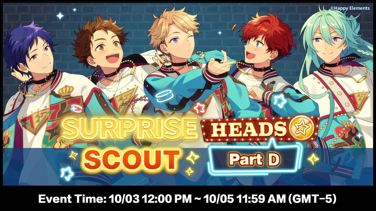 enstarsmusic_EN's tweet photo. ✨Revival! SURPRISE SCOUT: HEADS (Part D&amp;E) will start soon!

This Scout is exclusive to units in SURPRISE SCOUT: HEADS. At least 2 cards in SURPRISE SCOUT: HEADS (Part D&amp;E) are guaranteed in one 10-Scout. https://t.co/aUotxt5Pus