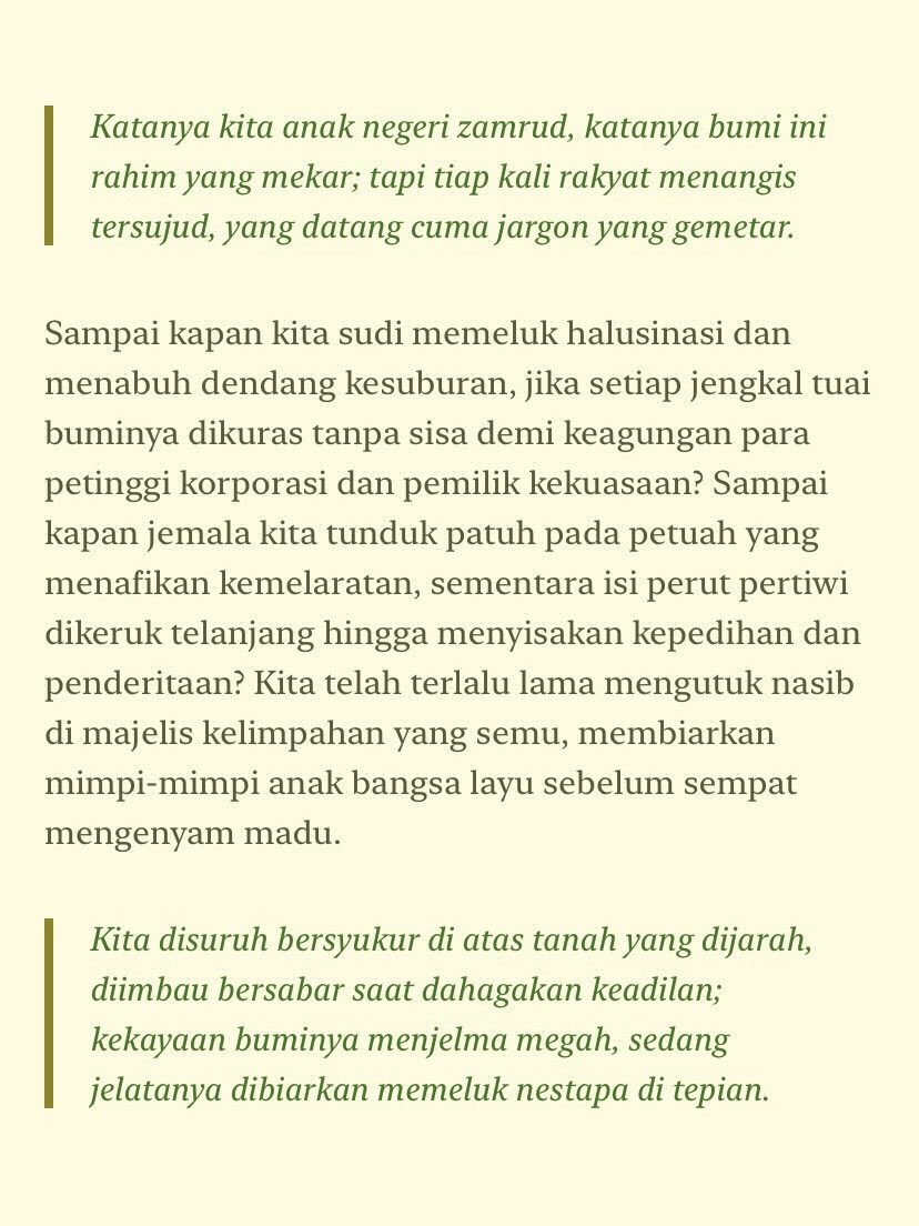 minseonblues's tweet photo. Orang bilang tanah kita tanah surga, tetapi surga mana yang tega membiarkan anak-anaknya memamah duka?
https://t.co/YYe7WicprN https://t.co/KMEInSm2Qw