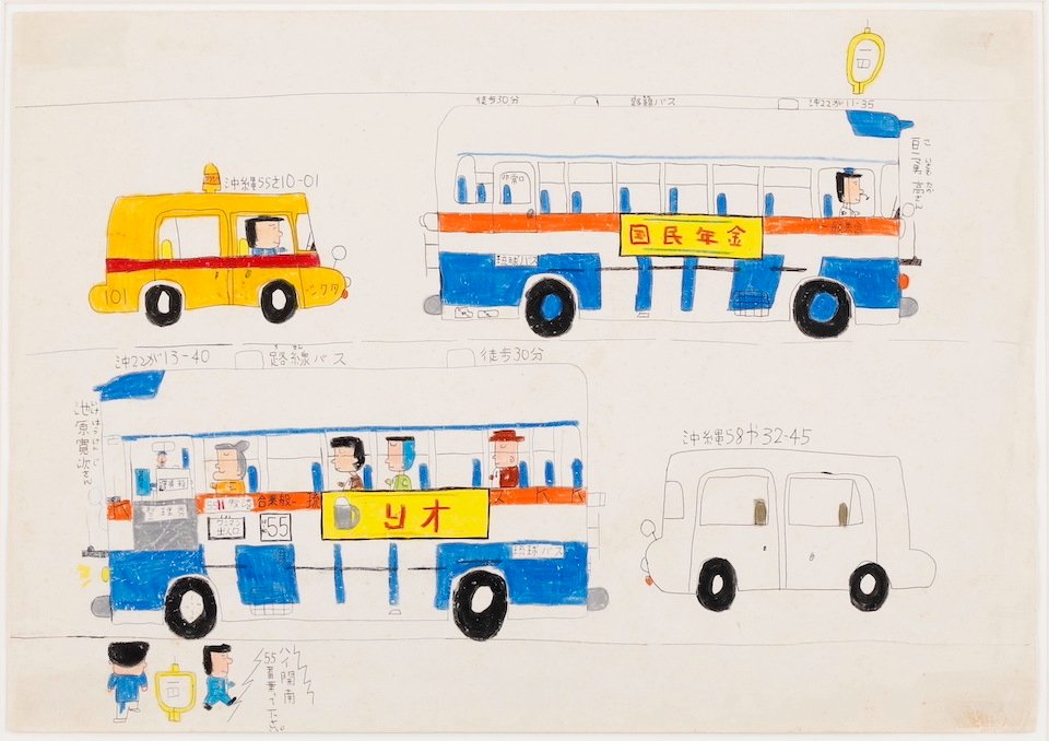TrueColorsFest's tweet photo. 9月20日は #バスの日 🚌

狩俣明宏さんが描くバスの絵から
イッセー尾形さんが物語を膨らませた
『イッセー尾形の妄ソー芸術鑑賞』をご紹介！

障害のある人たちのアートを
独自の視点で読み解く全15話のシリーズ✏️
「アートはもっと自由に楽しんでいい」
そう思わせてくれる、心弾む連載です📖

連休のお供に、ぜひお読みください👇
https://t.co/eWJpDJg8JS

#狩俣明宏　#イッセー尾形　#DArts