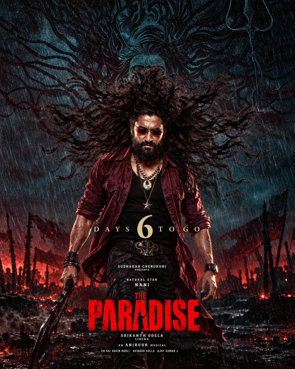 IamDeepRd's tweet photo. 6 DAYS TO GO #TheParadise  🔥🔥

GRAND RELEASE WORLDWIDE ON 24.09.26.

@TheParadiseOffl @nameisnani  @odela_srikanth @sudhakarcheruk5 @anirudhofficial @SLVCinemasOffl https://t.co/q2BQz2JXsH