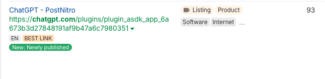 muneeb_builds's tweet photo. Got a 93 DR backlink from ChatGPT because of our plugin 🥹 https://t.co/ApJ3bvj1fs