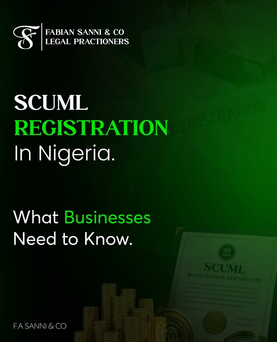 FASANICO8n's tweet photo. Registering with SCUML is a legal obligation, not a formality to defer.

Don't wait until a bank, regulator or transaction forces the issue.
Save this post.

Share it with a business owner who needs to see it. https://t.co/1UIXhmWtjp