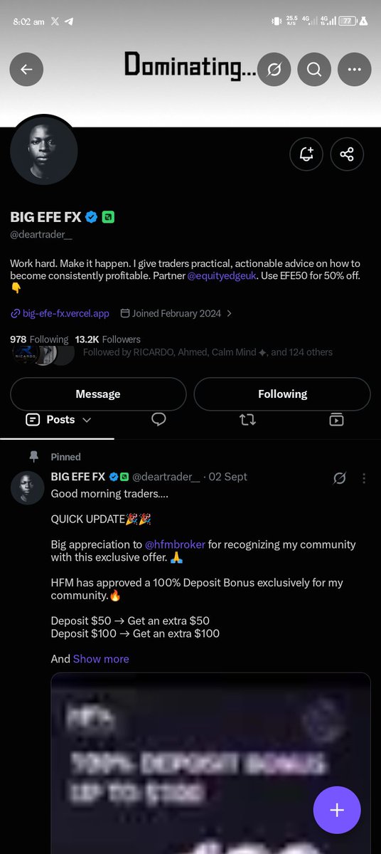 Amakathetrader's tweet photo. @theplaymakerxx @EquityEdgeUK @berkayglife @kingstonpips @Danieltrades @KINGKLC001 @DivineUiX @deartrader__ @Owakah07 @TOP_Helenoftroy @FibTransmuter 

Done all
TG Joined https://t.co/GboekyFI9d