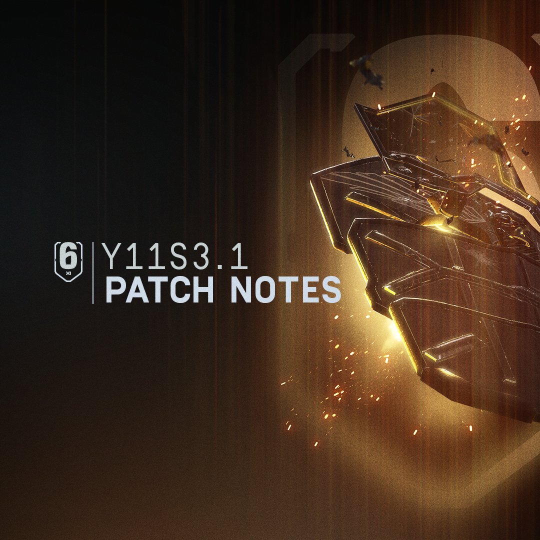 Rainbow6Game's tweet photo. 🔥 Y11S3.1 PATCH NOTES 🔥

💻🎮 All Platforms: 09:00 EDT / 13:00 UTC
⏲️ Downtime up to 60 mins

📚 Patch Notes 👇