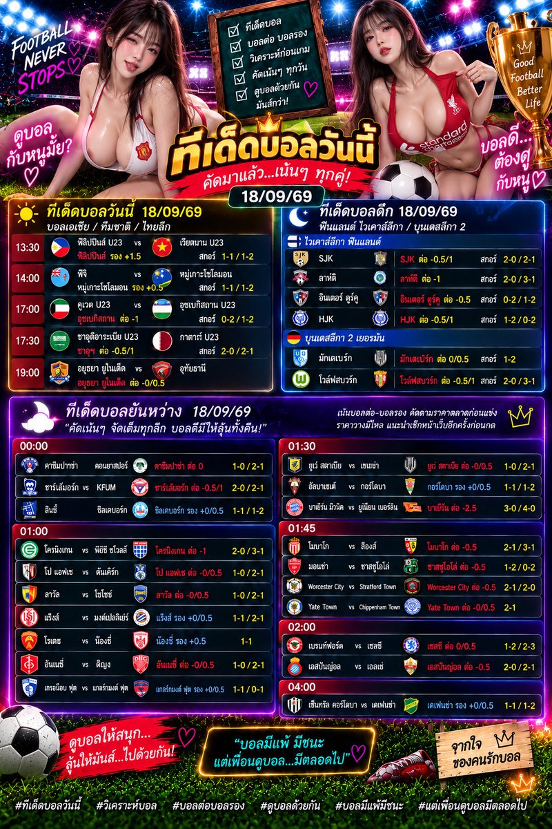 Opolt42x's tweet photo. 🔥 ทีเด็ดบอลวันนี้ 18/09/69 🔥
คัดมาแล้วเน้น ๆ ครบทั้งบอลต่อ บอลรอง และคู่ลุ้นสกอร์คืนนี้บอลมีแพ้มีชนะ แต่ความมันต้องมีทุกคู่!
ใครมีตัวเด็ดคืนนี้ มาแชร์กันหน่อย ⚽

#ทีเด็ดบอลวันนี้ #วิเคราะห์บอล #บอลวันนี้ #บอลคืนนี้ #ทีเด็ดบอล #บอลต่อบอลรอง #ทรรศนะบอล #ฟุตบอลวันนี้ https://t.co/Vsey9cBfKf