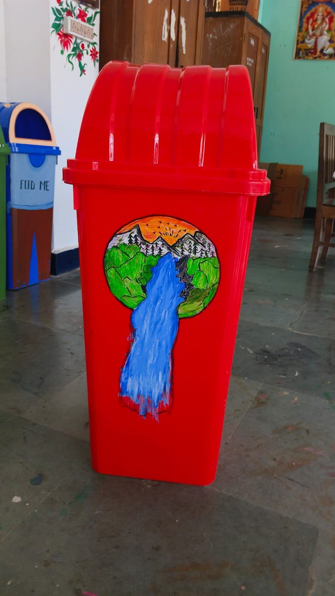 KPasighat's tweet photo. Colour-coded dustbins for different types of wastes installed in the school building https://t.co/huJTgE0zuY