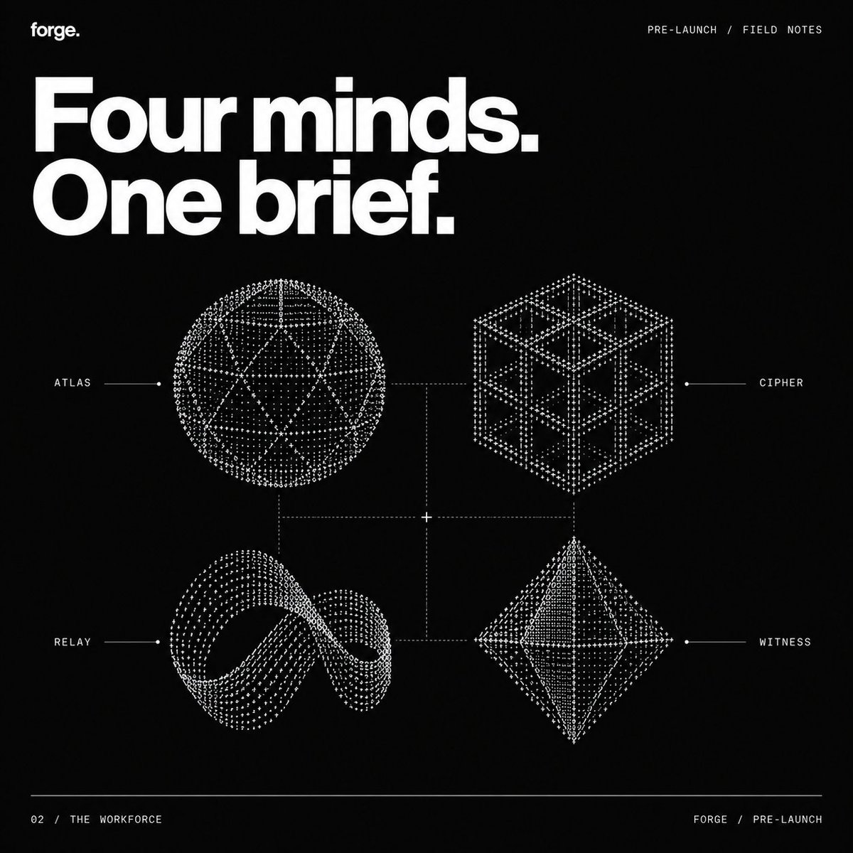 ForgeStocks's tweet photo. Every degen has a thesis. Give yours a workforce.

Atlas plans.
Cipher gathers evidence.
Relay simulates calls.
Witness checks the report.

Four native agents. One research brief.

FORGE is taking shape on Solana Chain. https://t.co/kWZbMjSu4X