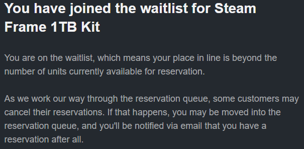 coateoeaeo's tweet photo. @HardwareSteam this is confirmed false by me and my friends. im in the reservation queue, but that link tells me im in the waitlist. three of my two friends didnt get an email at all, the link told them theyre in the waitlist, but when they asked steam support, they were told reservation queue https://t.co/UjhiLvOqnX