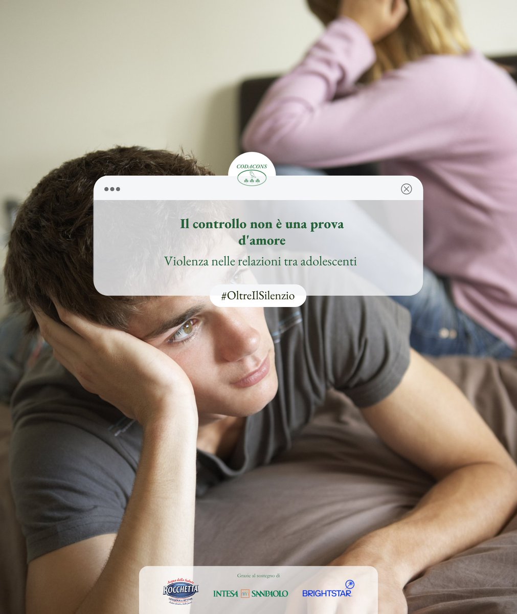 Codacons's tweet photo. 1 adolescente su 3 è stato geolocalizzato dal proprio partner. 1 su 4 ha subito violenza fisica in una relazione. Non è amore. È controllo. 🌐 https://t.co/AYudzPhkV3 #OltreIlSilenzio https://t.co/WVynCnqyiW