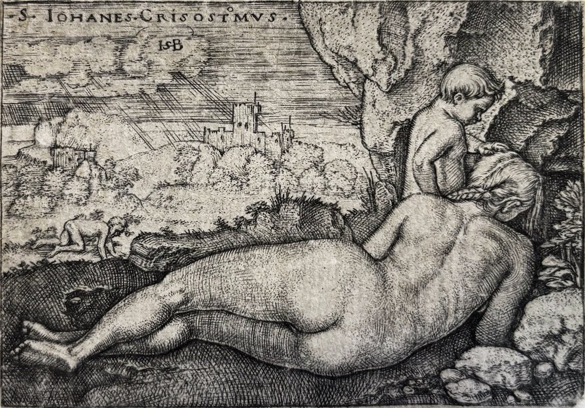 ColeccionMMoret's tweet photo. …Esta tipología de desnudo femenino reclinado en una vista posterior siempre me ha parecido enormemente atractiva y de una gran sensualidad.
▪️Sebald #Beham. La penitencia de San Juan Crisóstomo. Buril, h. 1540. Colección Mariano Moret
▪️Diego #Velázquez. La Venus del espejo. Óleo sobre lienzo, h. 1647-1651. @NationalGallery