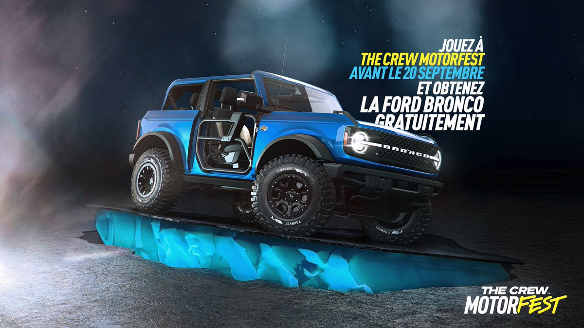 TheCrewFR's tweet photo. Ne ratez pas la Ford Bronco gratuite ! 🚙
On fête le Showcase The Crew : connectez-vous à The Crew Motorfest pour la récupérer 🎁 https://t.co/bE0WXmC5le