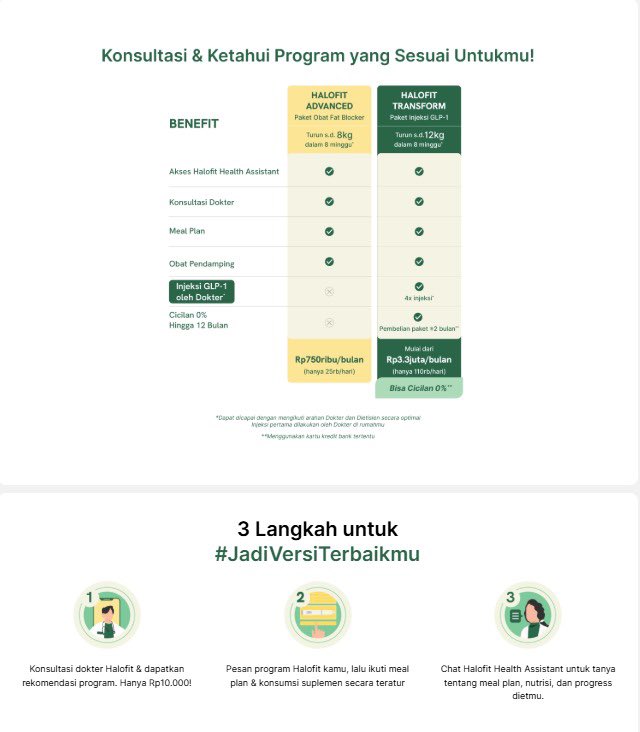 nurmd_'s tweet photo. Sudah olahraga rutin tapi BB susah turun?
Coba progam Halofit Transform Halodoc, Bisa turunkan BB hingga 12 kg dalam 60 hari.
Yuk Konsultasi &amp; Ketahui Program yg Sesuai Untukmu
Diskon s.d. 7% (maks. 130K) beli halofit Transform
Kode Kupon: HLDXF7159A

#diet #zonajajan #zonauang https://t.co/KDJMQ3nw6K