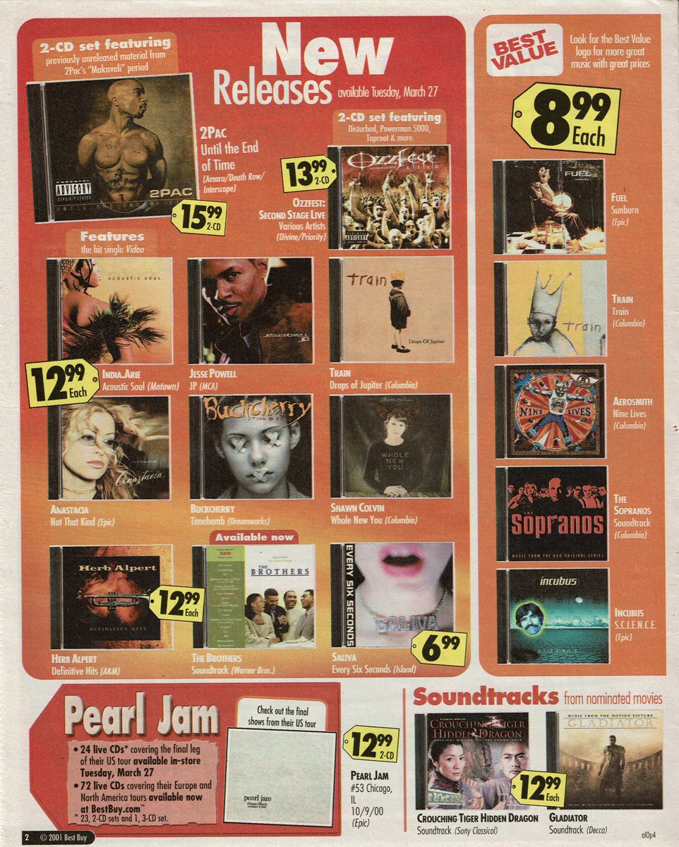 TanookiKuribo's tweet photo. For no reason, here’s some high-res scans of a Best Buy newspaper circular from March 2001. https://t.co/mXjDs0sAHE