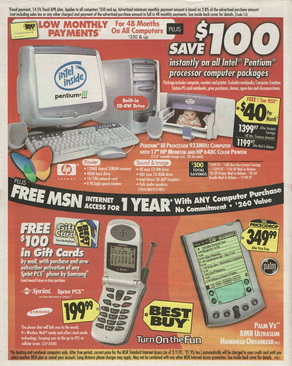TanookiKuribo's tweet photo. For no reason, here’s some high-res scans of a Best Buy newspaper circular from March 2001. https://t.co/mXjDs0sAHE