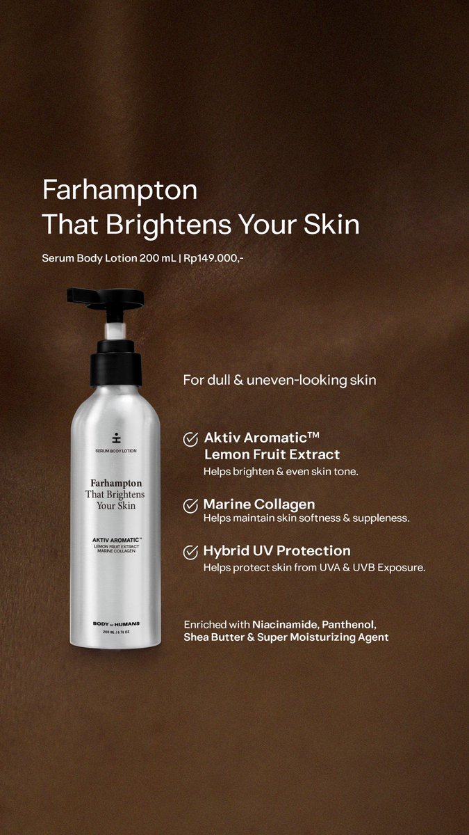 HmnsId's tweet photo. [The new story is written from HMNS Body Series.]

A serum body lotion made with the ultimate ingredients like Centella Centella P-PDRN (vegan salmon DNA tech), Marine Collagen, and Pure Astaxanthine (6.000 times stronger antioxidant than vitamin C).

Rp149.000 @ 200ml - available in all our official online stores. ❤️