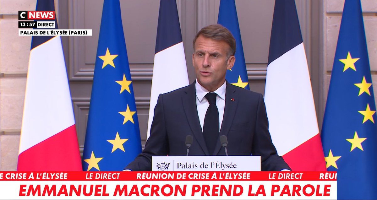 FredGaulois's tweet photo. E Macron prend la parole.
Le résumé est facile : ayez peur, la Russie veut nous attaquer, nous allons accélérer l'aide à l'Ukraine et reporter les prochaines dates des élections présidentielles.
C'est bien cela? Ai-je oublié quelque chose? https://t.co/2hao1NbyJ7