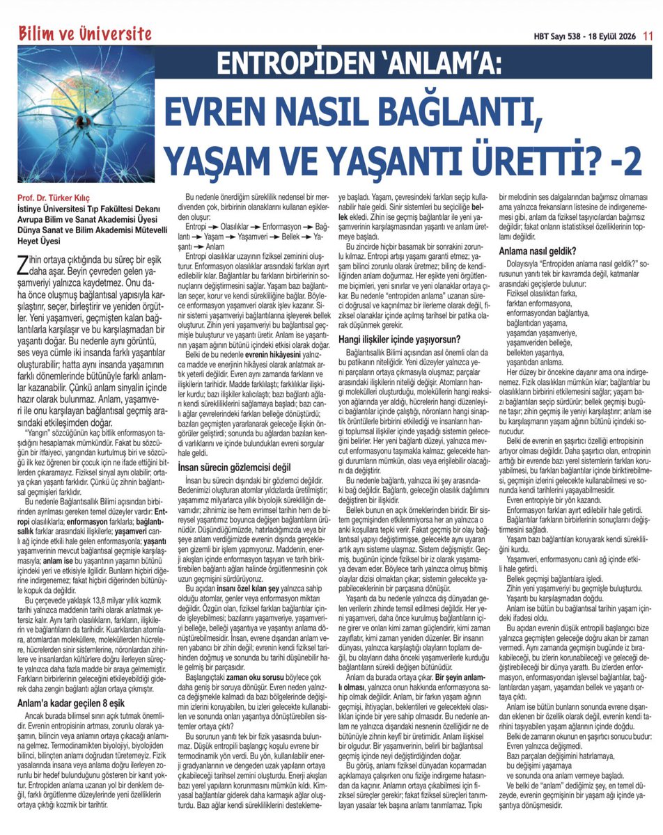 turkerkilic's tweet photo. ENTROPİ’DEN ANLAMA: EVREN NASIL BAĞLANTI, YAŞAM VE YAŞANTI ÜRETTİ?

Bölüm 2 yayınlandı. 👇 https://t.co/tfgkTXskk4