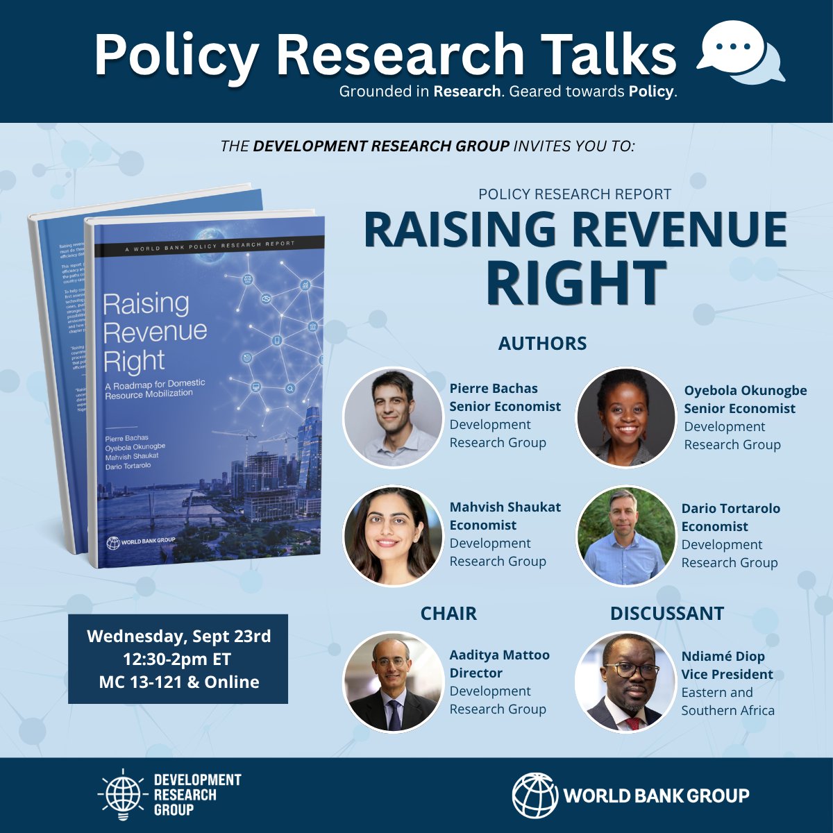 WorldBankECA's tweet photo. 📢 Join us on Sept 23 for a discussion on Raising Revenue Right: A Roadmap for Domestic Resource Mobilization.
 
Hear from the report's authors and World Bank leaders on how countries can raise revenue to finance development.
 
▶️ https://t.co/5v3oCRv321 https://t.co/LdLdOwULPk