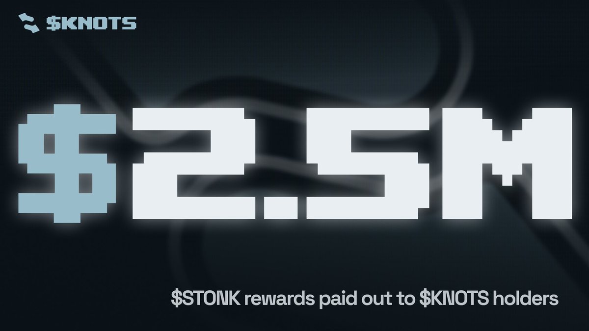 KnotsOnStonk's tweet photo. $2,500,000 $STONK rewards paid out to $KNOTS holders

Hold $KNOTS, earn $STONK https://t.co/3rmWWPr0yH