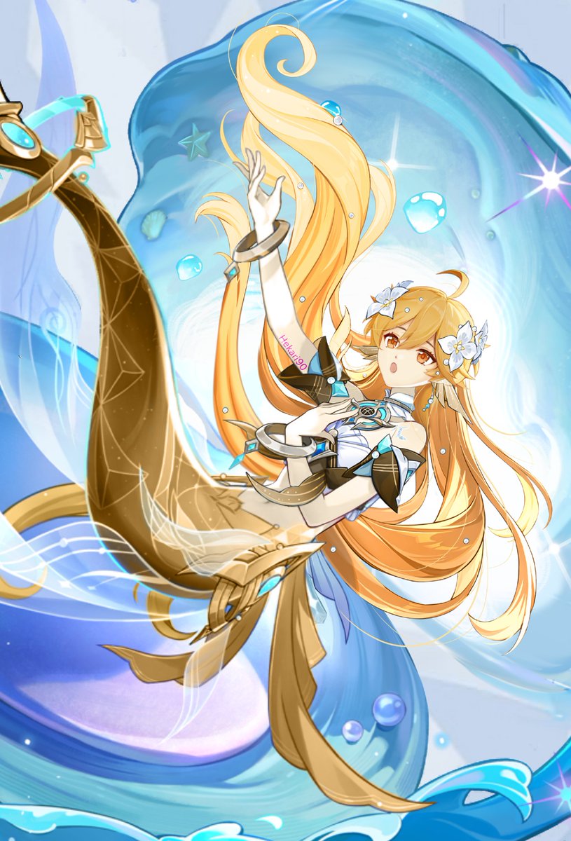 hekari90's tweet photo. A pretty mermaid hypnosis us with his beautiful voice 🎼🎵🧜🏼‍♂️💕

#ヴォジャニーツァ #Vodyanitsa #Aether #空 #HoYoverse #genshin #GenshinImpact #原神 https://t.co/uURTdHRs5A