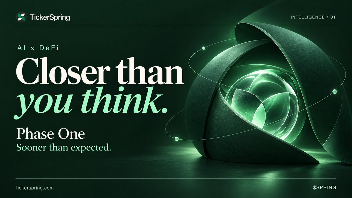 tickerspring's tweet photo. gm 🌱 

Our new Intelligence feature is closer than you think.

We’re aiming to release Phase One within the next week, sooner than originally planned.

The next chapter of TickerSpring: AI × DeFi.

We’ve kept this one under wraps. Looking forward to showing you what’s inside.

robinhood:0x440e339a46eaa3be8d723c2cbed2a30af74536d5