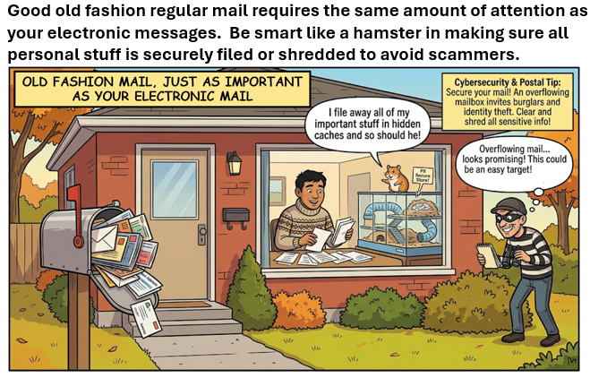 larryp_IT's tweet photo. Pets #Cybersecurity tips 13 of 15; your old fashion physical mail is just as risky as your electronic files. Be like a hamster and consistently file important papers away and shred what’s no longer needed. https://t.co/0rfFNts1VC https://t.co/FZQGoRkZ3C