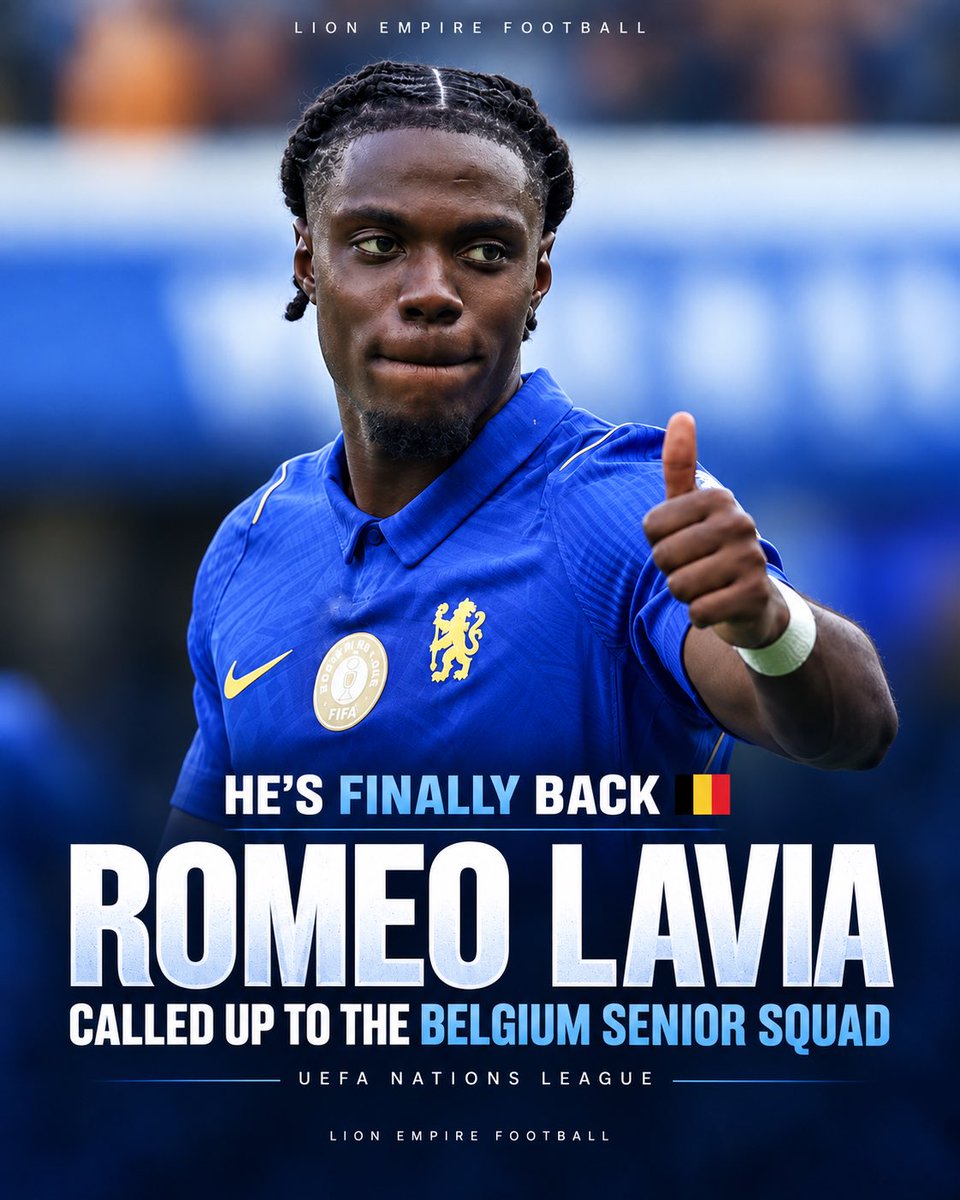 LIONEMPIRE9's tweet photo. Romeo Lavia is back with Belgium. 🇧🇪💙

After a tough spell with injuries, the Chelsea midfielder has been called up to the senior squad for the upcoming Nations League fixtures.

A big step in the right direction. 👏

#CFC #Chelsea #Lavia #Belgium https://t.co/LJ2dGK0VIC