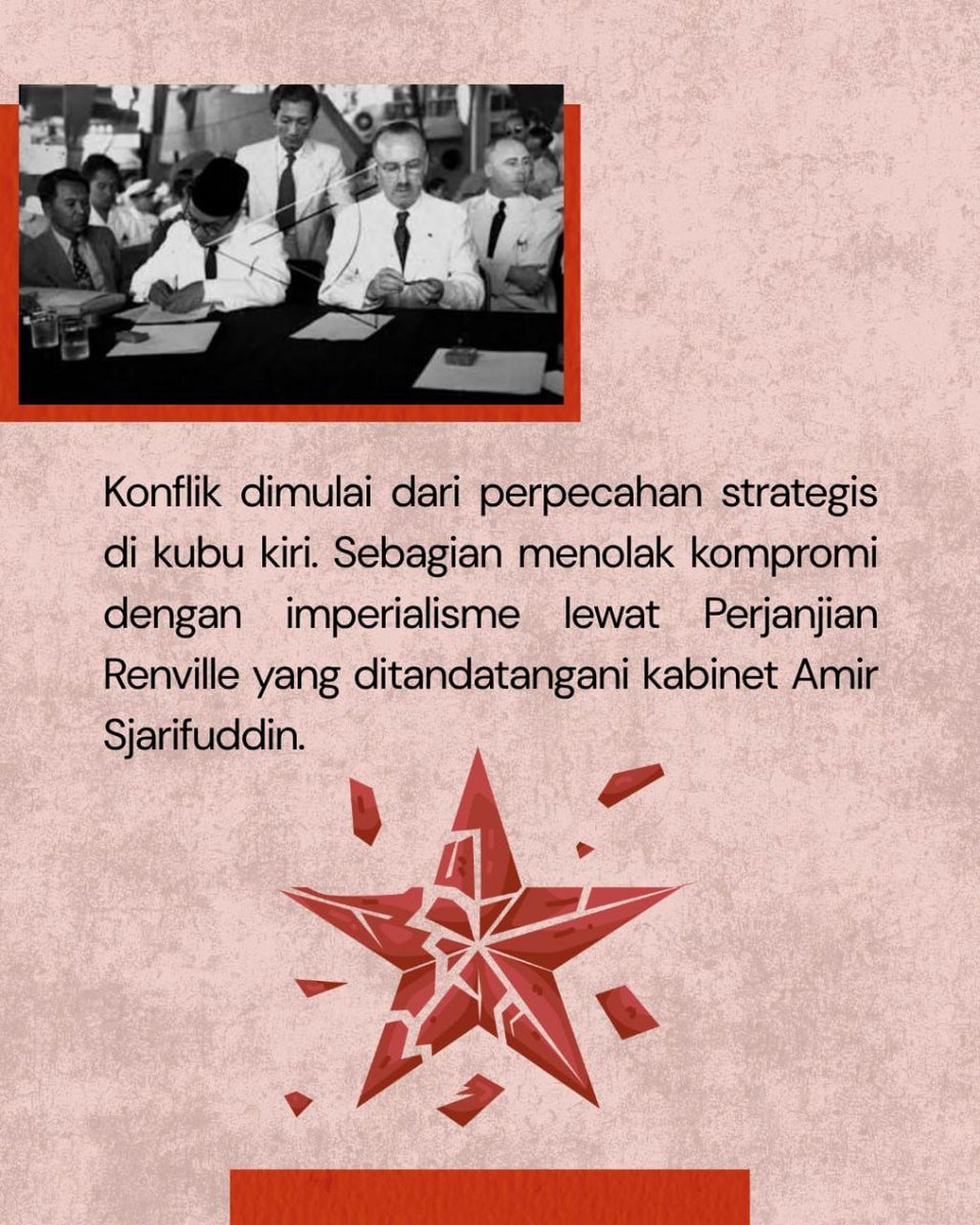 ArahJuang's tweet photo. Mitos pemberontakan PKI di Madiun dirawat rezim Orde Baru selama lebih dari tiga dekade untuk membenarkan pembantaian massal 1965/1966 dan pelarangan Marxisme lewat Tap MPRS XXV/1966 yang masih berlaku sampai sekarang. Narasi ini menyembunyikan akar konflik sesungguhnya: https://t.co/D6OpfowOHb