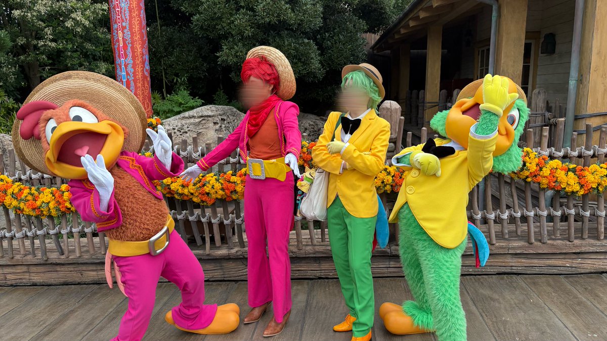 usginnk's tweet photo. 念願の仮装で🦜🐓に会うことが出来て嬉しかった！
2人もめちゃめちゃ喜んでくれて最高グリ！！
#Dハロ仮装2026 #Dハロ仮装 https://t.co/oQXkjWfDQB