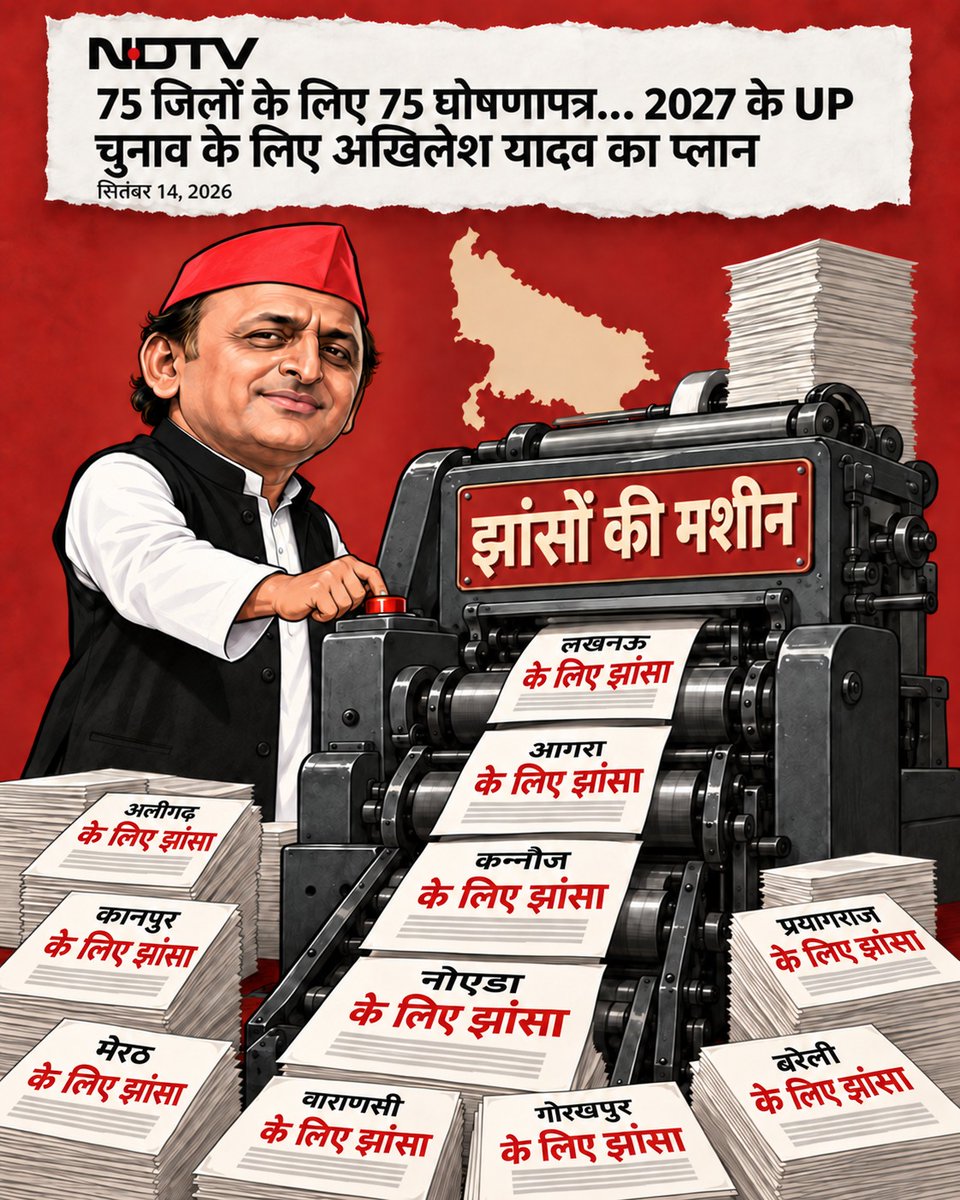 BJP4UP's tweet photo. काम की बातें दो-आना, झूठे वादों का पूरा खजाना https://t.co/f0fsWqONct