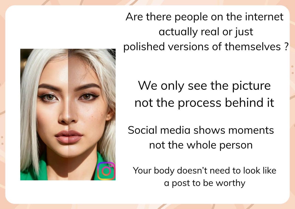 mirrorvsmedia's tweet photo. How many photos do you think someone takes before posting the one?
We compare ourselves to a final edit, not the full story.
#SocialMediaVsReality
#MediaVsMirror #BodyImage #RealIsPerfect https://t.co/LosdUvjp67