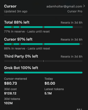 Dang, my Cursor third-party models limit doesn't reset for three days How am I supposed to test Opus 5.2?