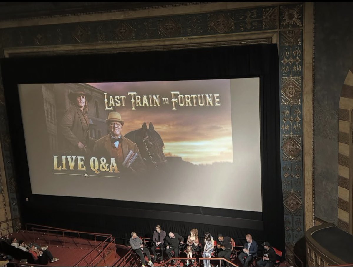 AdamRifkin's tweet photo. Last night’s NY premiere of #LastTrainToFortune was a genu-ine rip snortin success! Thanks 2 @McDowellMalc @yojamespaxton @OfficialBPeters @lauramarano and everyone who came to celebrate with us! 
#malcolmmcdowell #bernadettepeters #lauramarano #western @lasttraintofortunefilm https://t.co/a7uKPJAhl2