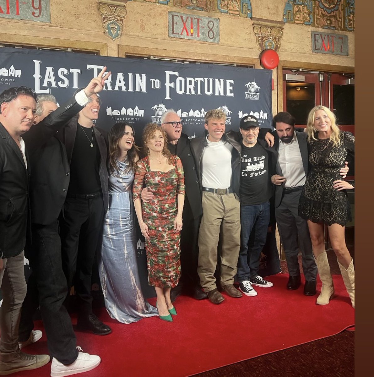 AdamRifkin's tweet photo. Last night’s NY premiere of #LastTrainToFortune was a genu-ine rip snortin success! Thanks 2 @McDowellMalc @yojamespaxton @OfficialBPeters @lauramarano and everyone who came to celebrate with us! 
#malcolmmcdowell #bernadettepeters #lauramarano #western @lasttraintofortunefilm https://t.co/a7uKPJAhl2