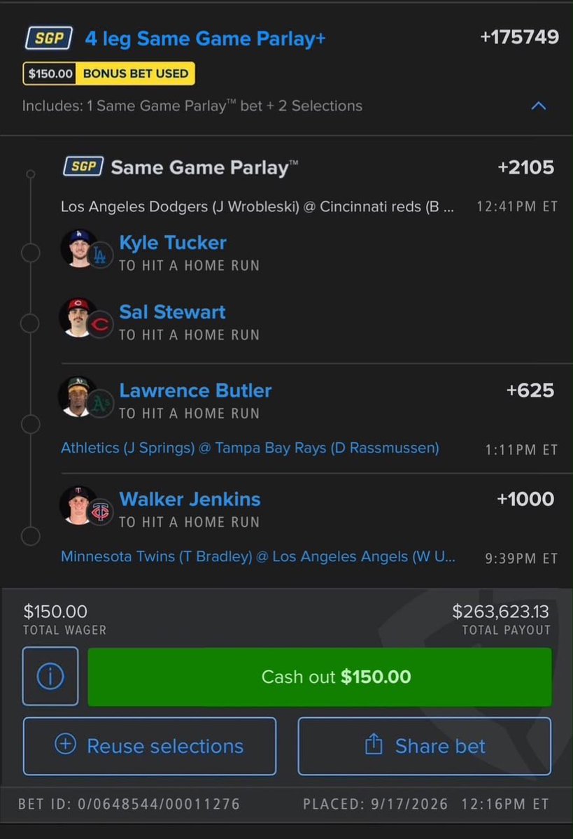 man9ooor_2012hy's tweet photo. I can’t even process this right now—had only $150 bonus bet 

@kingtipster50  you just changed my whole life!!

biggest win i’ve ever had— that 9-5 might not see me again after tonight https://t.co/lFdV9pWLme
