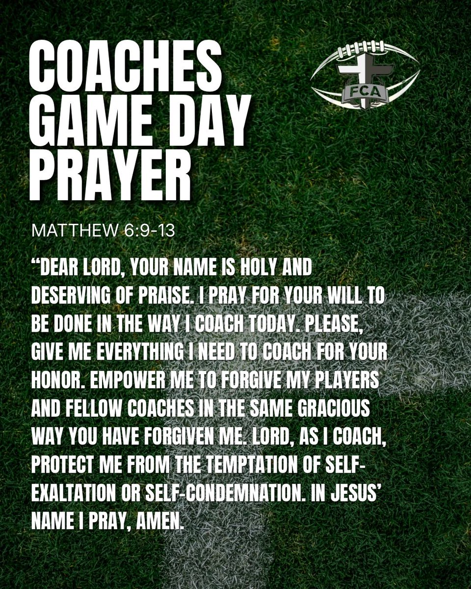 FCA_Football1's tweet photo. FCA Football Coaches Game Day Prayer for those coaching on this Football Friday. https://t.co/sCW2SkmbEY