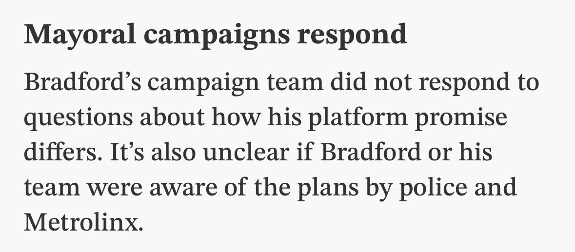 DrKateTO's tweet photo. Amateur hour from the Bradford campaign. 

Reminds me of how Brad’s (alleged) chosen successor is promising to bring back an East End ramp to the Gardiner, a plan that has already been in the works for nearly a decade- for the entire time Brad has been on council! https://t.co/VYnGSodn92