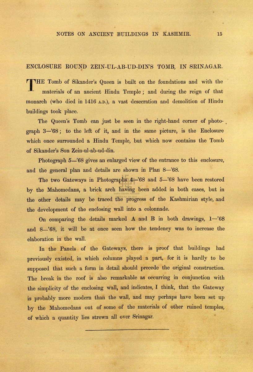 Schandillia's tweet photo. When Muslim rulers demolished Hindu temples, they either built mosques on site or used materials from the demolished temples to build mosques elsewhere. Terrible, but some did even worse.

They built graveyards.

Sikandar Shah Miri demolished Hindu temples and earned the title of Butshikan or “idol breaker.” One of the temples he tore down was turned into a tomb for his wife.

On site.

Later his son would be buried within the same complex.
Imagine a literal burial ground right where a place of worship hitherto stood. Can’t blame Zain-ul-Abidin though, he did all he could to undo his father’s crimes. Abolished jizya, invited Pandits back to the valley, and even sponsored major temple restorations.

The travesty Kashmiri Pandits have suffered is beyond comprehension.