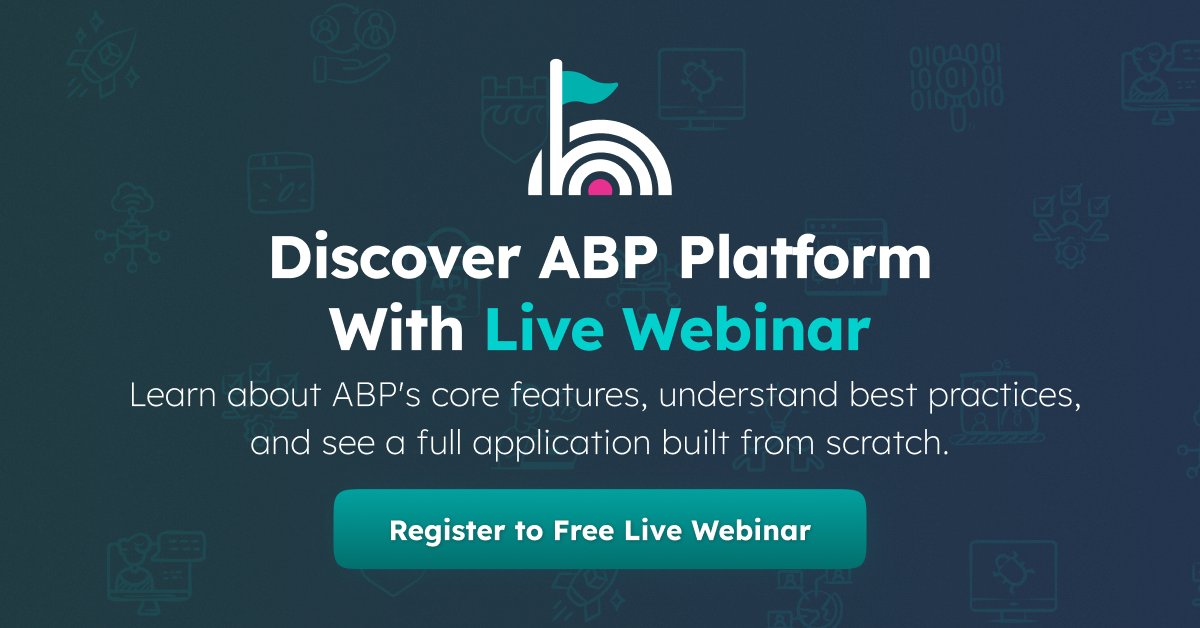 abpframework's tweet photo. 🏃‍➡️ New to ABP? Start here!

Join our free live webinar and get a clear introduction to the ABP Platform directly from the team behind it.

📅 October 1, 2026 - 17:00 UTC
👉 Save your spot: https://t.co/U3XRZC0wgC

#ABP #dotnet #Webinar https://t.co/PFfR7mgrJV