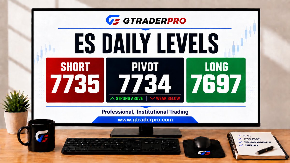 GTraderPR0's tweet photo. 📊 ES Daily Levels

🟢 Buy Level: 7697
🔴 Sell Level: 7735

⚖️ Pivot: 7734

Above pivot = strength
Below pivot = weakness

🔥 Get your FREE week in our Trade Room.

🌐 https://t.co/Ws2Kxyeka4

#ES #FuturesTrading #GTraderPro https://t.co/aSLaSck40w