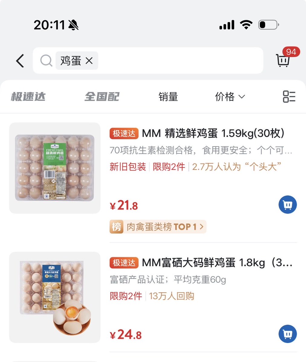 Kuang4xh's tweet photo. @MdocAi @WangHaiBin09 以sam会员超市为例，30颗鸡蛋在中国售价是21块，大概6200韩元，一颗206韩元。 https://t.co/ayloO8RgEK